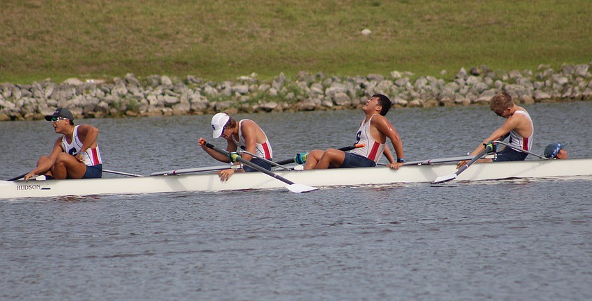 The Sarasota Men's Youth 4+ team finished 21st Thursday and the rowers show the pain of going all out in a national championship event.