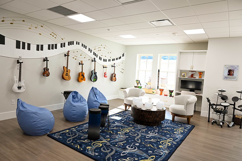 A music program offers instruction on ukuleles, drums and other instruments and a recording studio lets patients and siblings create memories. A music program offers instruction on ukuleles, drums and other instruments and a recording studio lets patients and siblings create memories.