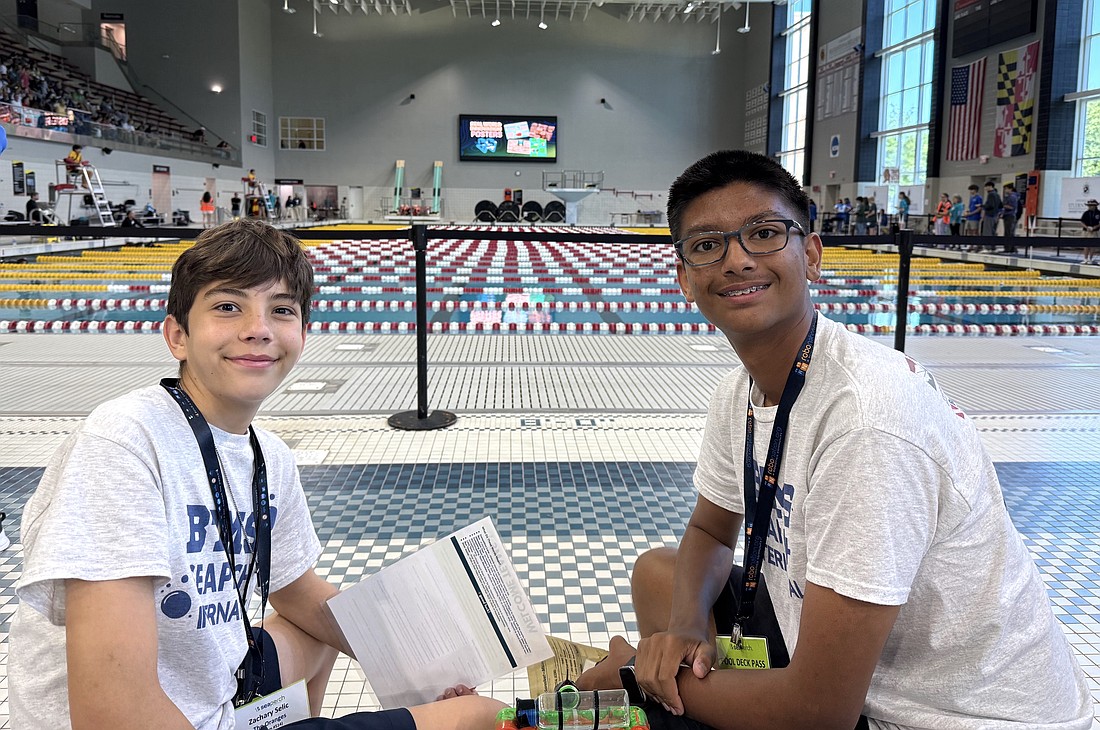 The Oranges team of captain Alexander Mangal (right) and Zachard Selic placed eighth overall in the middle school competition at the International SeaPerch Challenge at the University of Maryland. Courtesy photo