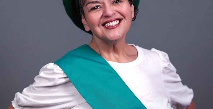 Cristela Carrizales stars in Lifeline Productions' "Begin Again Badge," which runs through June 21 at the Cook Theatre in FSU Center for the Performing Arts.