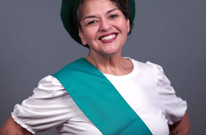 Cristela Carrizales stars in Lifeline Productions' "Begin Again Badge," which runs through June 21 at the Cook Theatre in FSU Center for the Performing Arts.