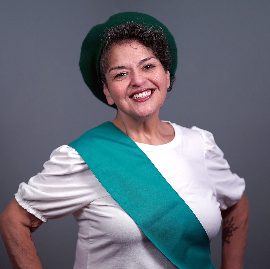 Cristela Carrizales stars in Lifeline Productions' "Begin Again Badge," which runs through June 21 at the Cook Theatre in FSU Center for the Performing Arts.