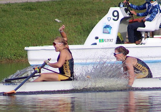 Inglemoor High School rowers Krista Alyakin and Karlie Vince made a splash by winning the Women's Youth 2- class at the USRowing Junior National Championships on Sunday at Nathan Benderson Park.