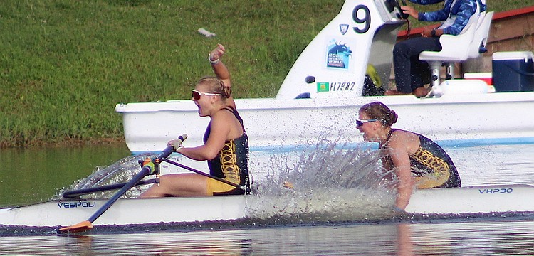Inglemoor High School rowers Krista Alyakin and Karlie Vince made a splash by winning the Women's Youth 2- class at the USRowing Junior National Championships on Sunday at Nathan Benderson Park.