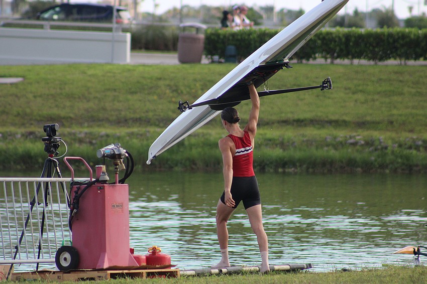 After 15 minutes of recovery from heat exhaustion following his title winning race on Sunday at Nathan Benderson Park, Community Rowing's Simeon John was able to handle his boat quite easily.