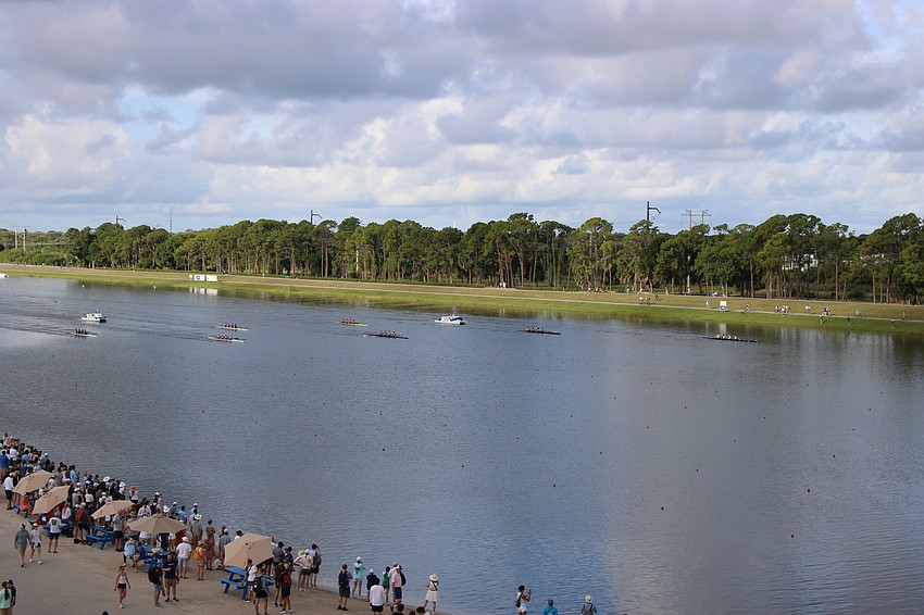 A view from the Nathan Benderson Park finish tower on Sunday during the finals of the USRowing Junior National Championships.