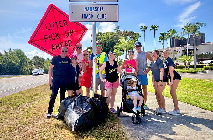 The dozen volunteers assisting the Manasota Track and Field summer cleanup on June 13 collected an estimated 75 pounds of trash from along the roadway near Longboat Key Little Beach in only an hour.