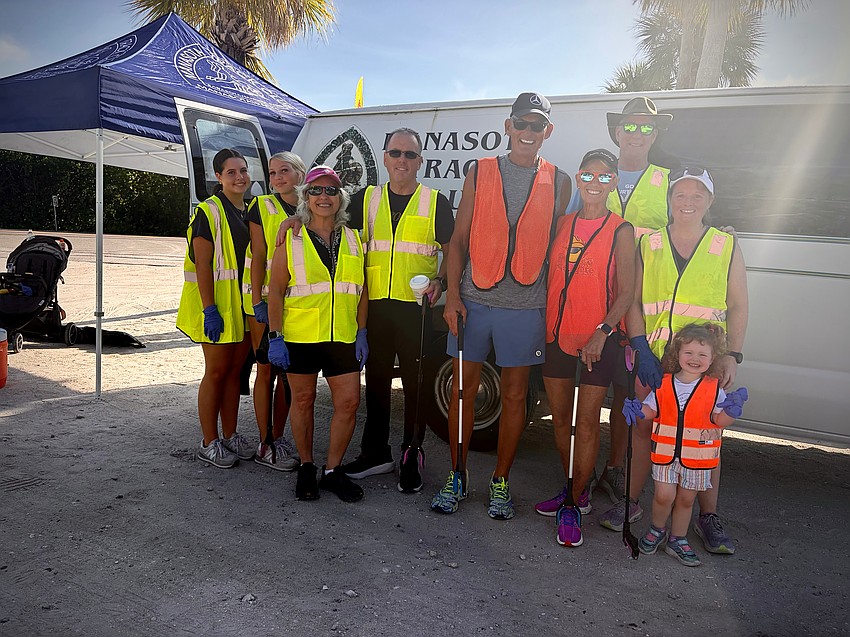 The morning cleanup crew included Kiley Johns, Khloe Vavra, Danny and Marie Witherrs, Rob Leary, Karen Mann, Rob Loeffler, and Mo and McKenna Hogan.