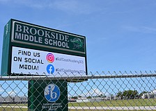 Brookside Middle School sign with updated social media handles to @GulfCoastAcademySCS.