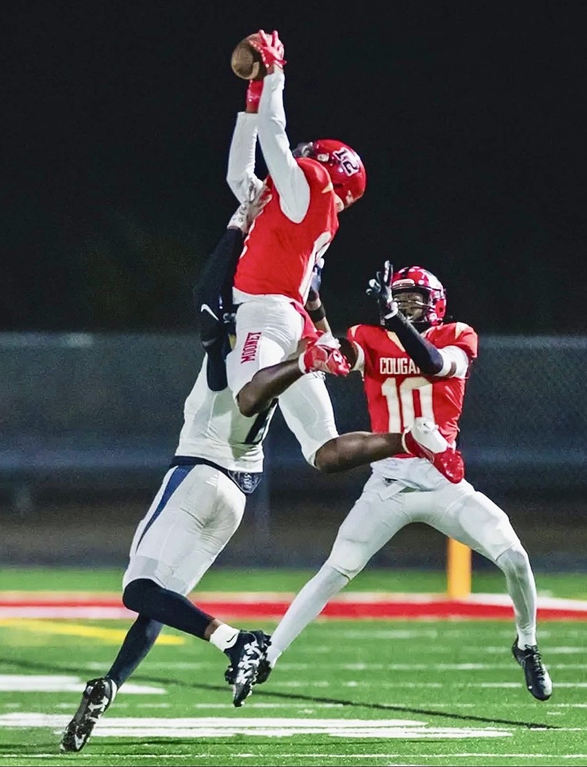 As a freshman, Amarian McRae (center) often featured in the secondary for Cardinal Mooney. The Cougars held six opponents to 10 points or fewer in their first season with him on the roster. As a freshman, Amarian McRae (center) often featured in the secondary for Cardinal Mooney. The Cougars held six opponents to 10 points or fewer in their first season with him on the roster.