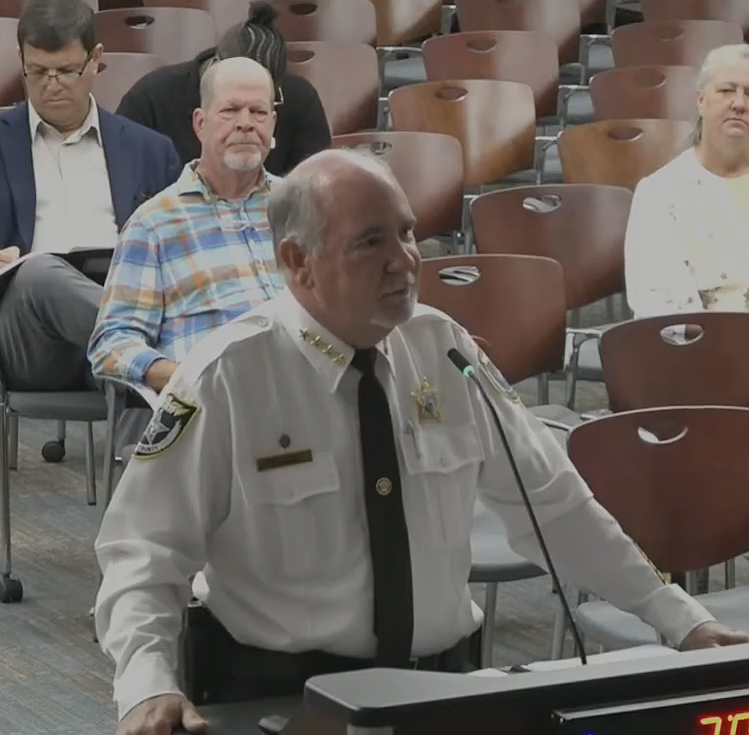 Flagler County Sheriff Rick Staly discusses Florida's proposed property tax reform during a Palm Coast City Council meeting on June 16. Screenshot