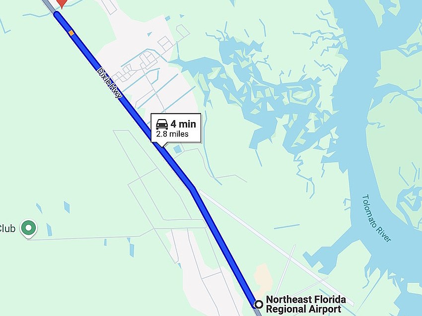 At 55 Cessna Way, Airport Commons is about 3 miles north of Northeast Florida Regional Airport.