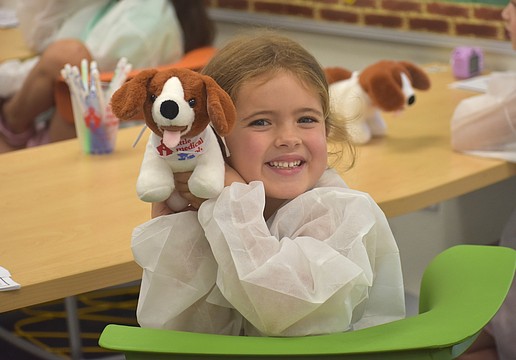Sienna Linn, a rising first grader at Lakewood Ranch Preparatory Academy, says she has no pets at home but has had a blast with her dog, Mia, at the Little Vet School camp.