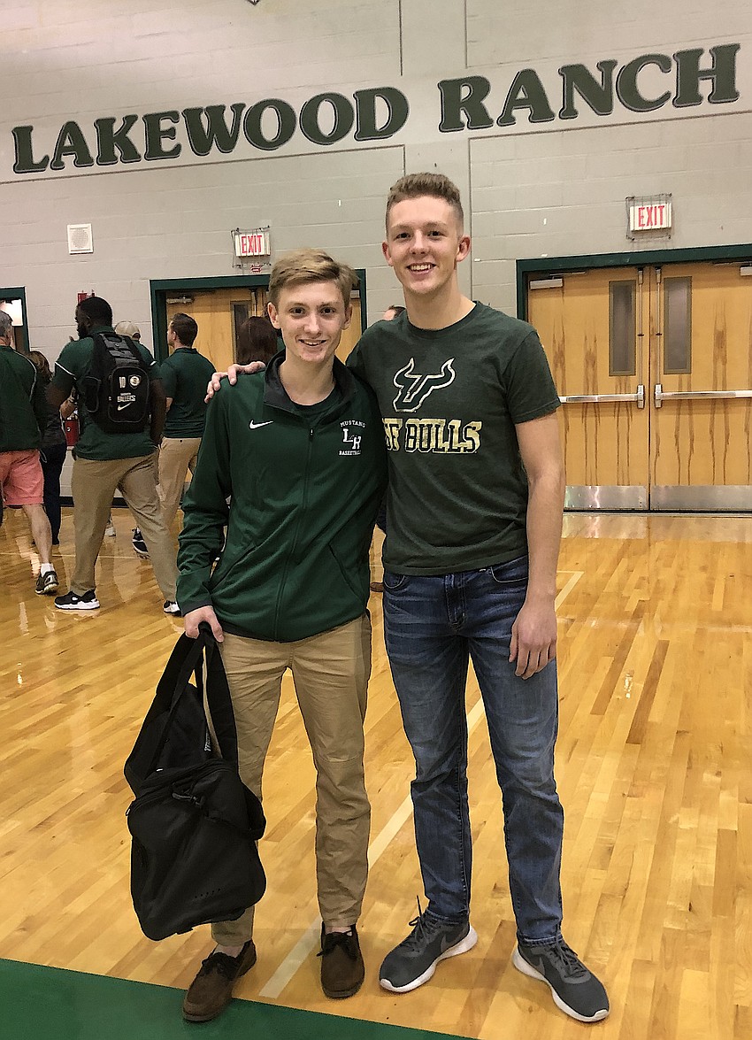 Camden Bedinghaus, a freshman at Lakewood Ranch High in 2019, was visited by his older brother, Carter, who was a freshman at University of South Florida at the time. They are two of six kids in the Bedinghaus family.