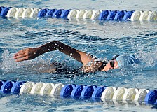 During a drop-in practice, 11-year-old Cara Johnston swims at the Lakewood Ranch YMCA. Head swim coach Jack Belshe said the Hurricanes have around 35 members, as of June 18, following their May 4 launch.