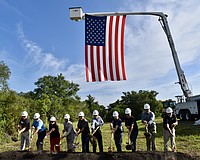 Manatee County staff and key stakeholders toss ceremonial dirt to kick off construction on a half-mile trail segment that will span from the Lake Manatee Water Treatment Plant to Rye Preserver.