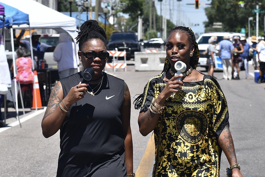 Raneka Smiley and Tikki Randall try to stay cool.
