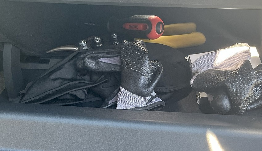 Police reported finding clothing, gloves and tools similar to those seen on a burglary suspect in a security camera video. Police reported finding clothing, gloves and tools similar to those seen on a burglary suspect in a security camera video.