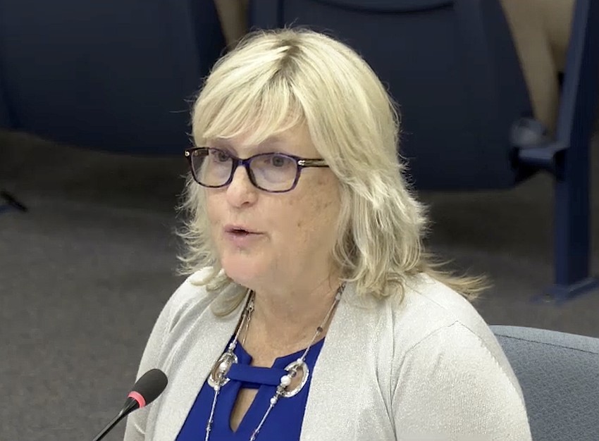 Sarasota County Director of Financial Management Kim Radtke addresses the County Commission during the June 12 budget workshop.