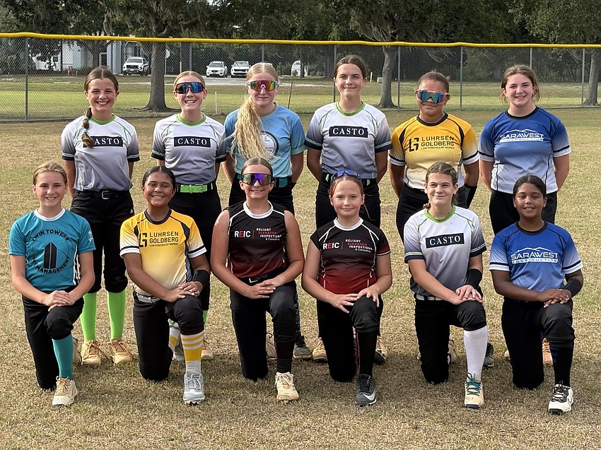 The Manatee Softball 12U All-Stars. Back row from left: Kennedy Hayman, Emersyn Sloan, Gabriella Busenburg, Korie Hayman, Ainalanys Quinones and Kayleigh Akers. Front row from left: Julia Hill, Aaleyah Mays, Ella Caggiano, Chloe Goulah, Brooke Moyer and Kylie Nunez. The Manatee Softball 12U All-Stars. Back row from left: Kennedy Hayman, Emersyn Sloan, Gabriella Busenburg, Korie Hayman, Ainalanys Quinones and Kayleigh Akers. Front row from left: Julia Hill, Aaleyah Mays, Ella Caggiano, Chloe Goulah, Brooke Moyer and Kylie Nunez.