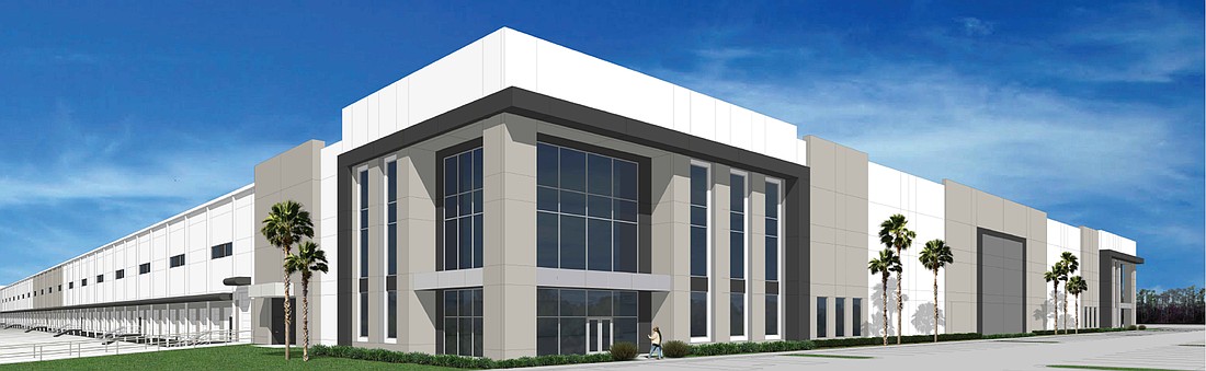 The “SudJax Westlake Park” shell building is in permitting review as a 512,959-square-foot speculative cross-dock warehouse.