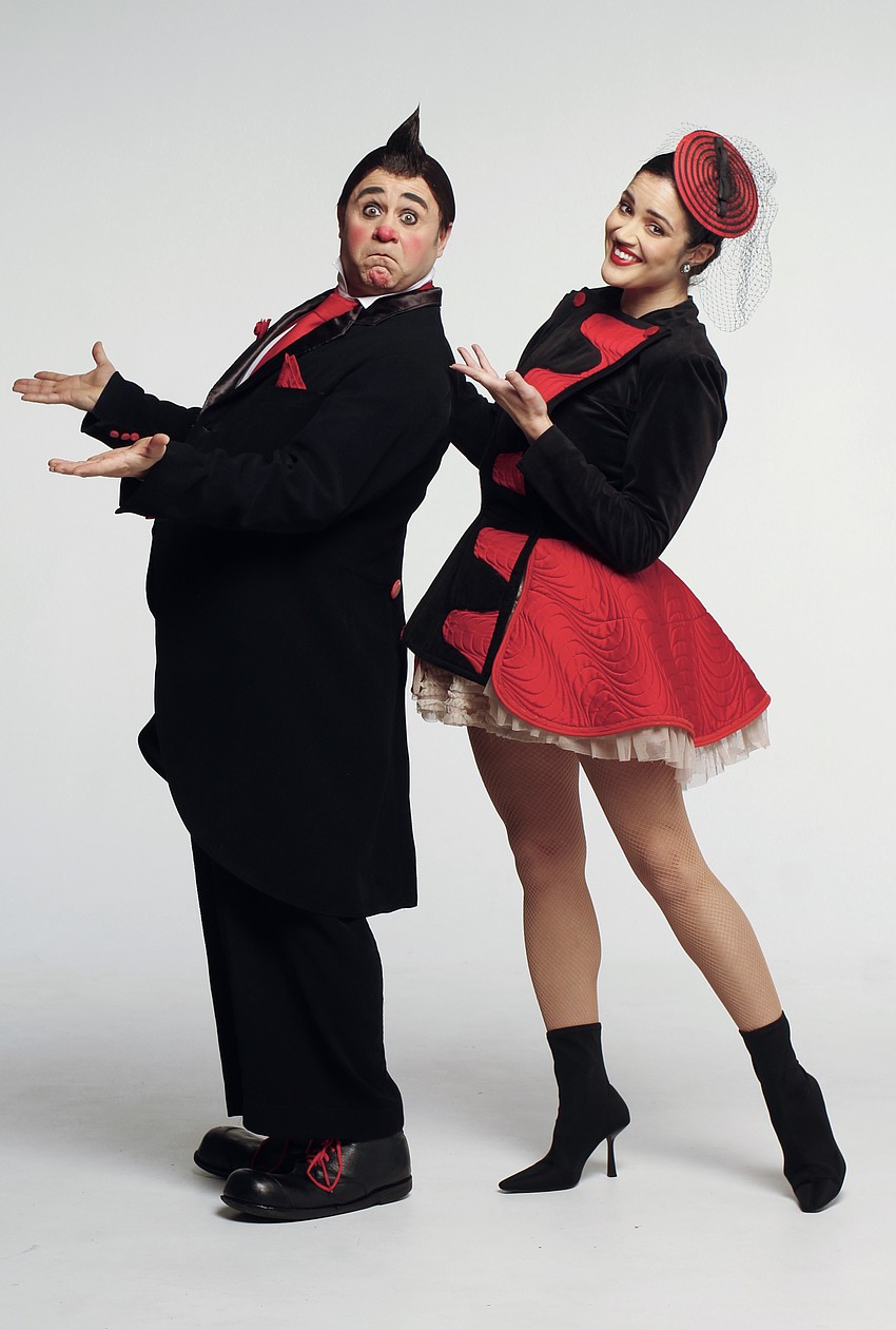 Italian clown Davis Vassallo and emcee Ashley Vargas keep the crowds laughing at the Summer Circus Spectacular at The Ringling's Historic Asolo Theater. Italian clown Davis Vassallo and emcee Ashley Vargas keep the crowds laughing at the Summer Circus Spectacular at The Ringling's Historic Asolo Theater.