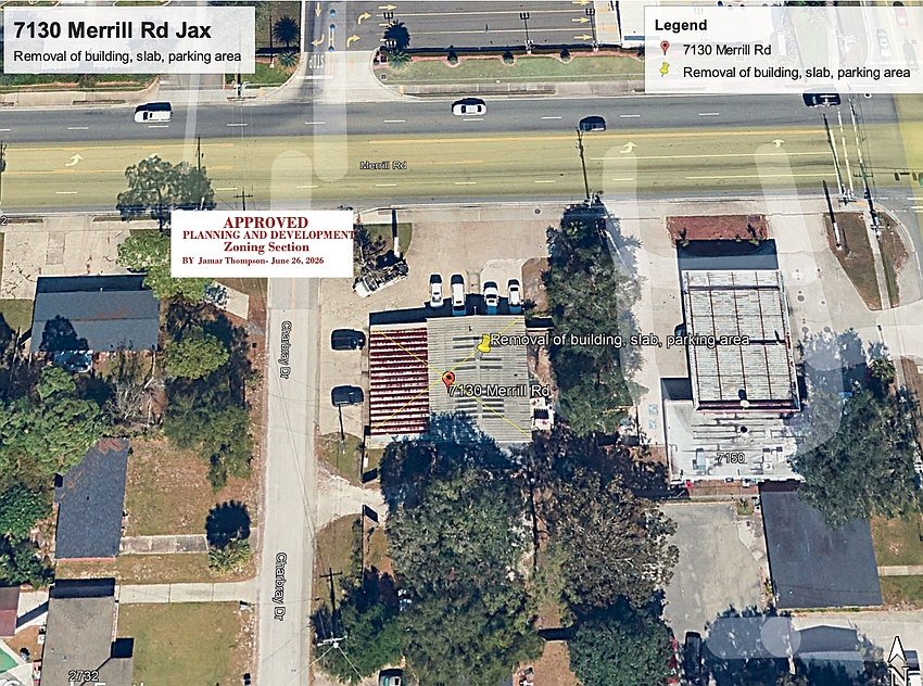 An aerial of the old Arlington Flower Shop site in Arlington that is in review for demolition to make way for a Dutch Bros Coffee kiosk. The flower shop moved to the College Park shopping center.