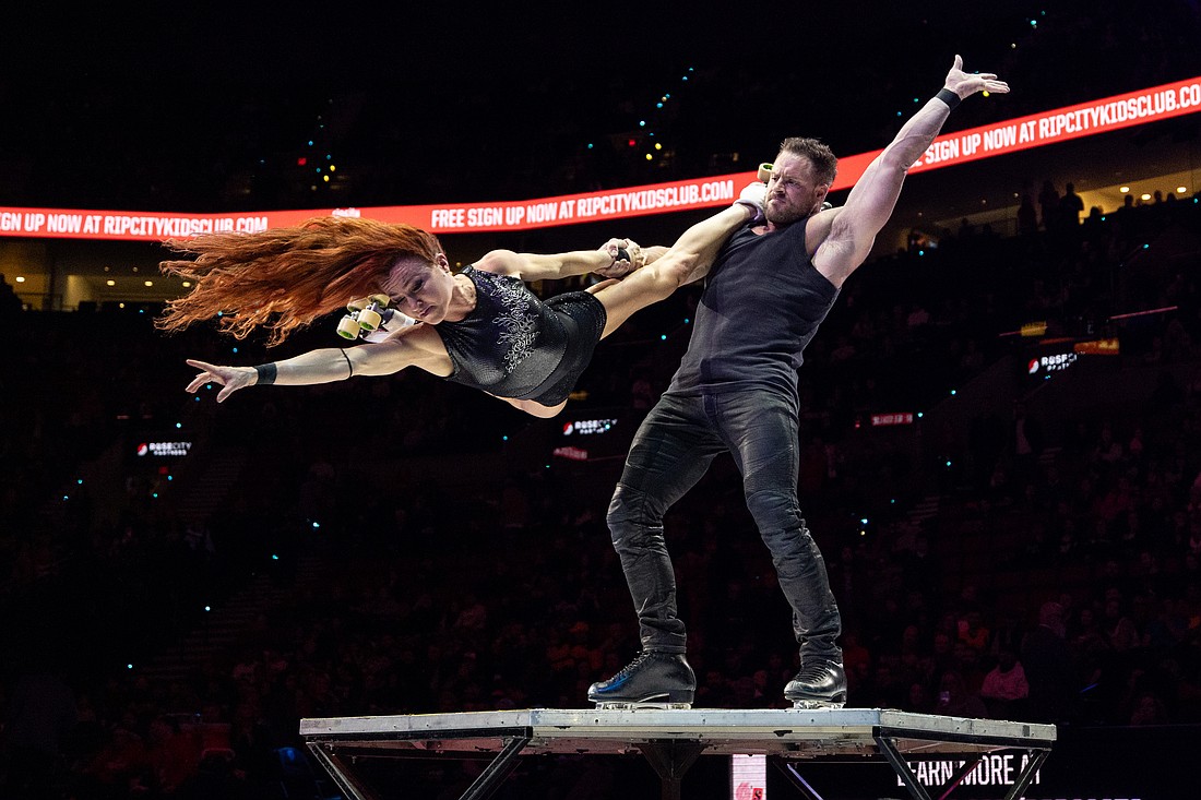 Duo Transcend, made up of "America's Got Talent" finalists Mary Wolfe-Nielsen and Tyce Nielsen, bring their roller-skating and trapeze artistry to the Summer Circus Spectacular at The Ringling.