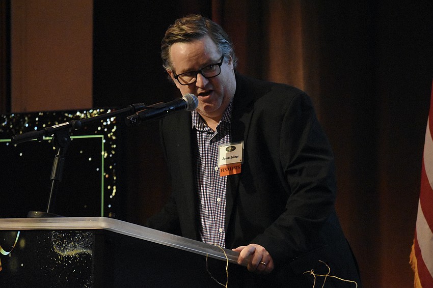 James Minor of Harvest House speaks about the organization receiving the Non-Profit of the Year Award.