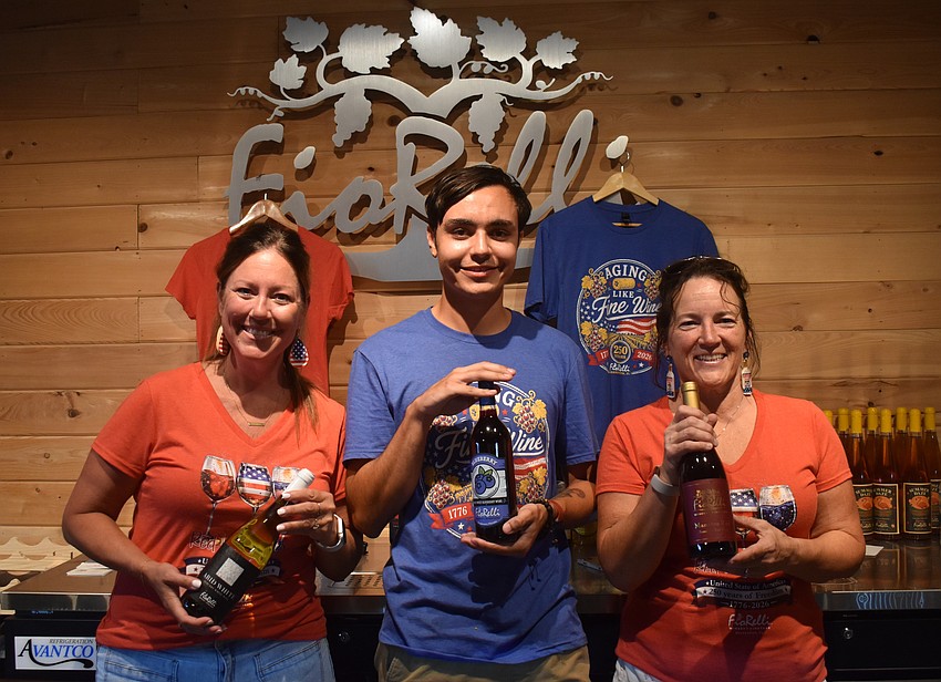 Wine educators Shelly Zank, Landyn Bertolette and Samantha McGeoch are eager to answer any questions about the wines of Fiorelli Winery at the Red, White and Blueberry Celebration.