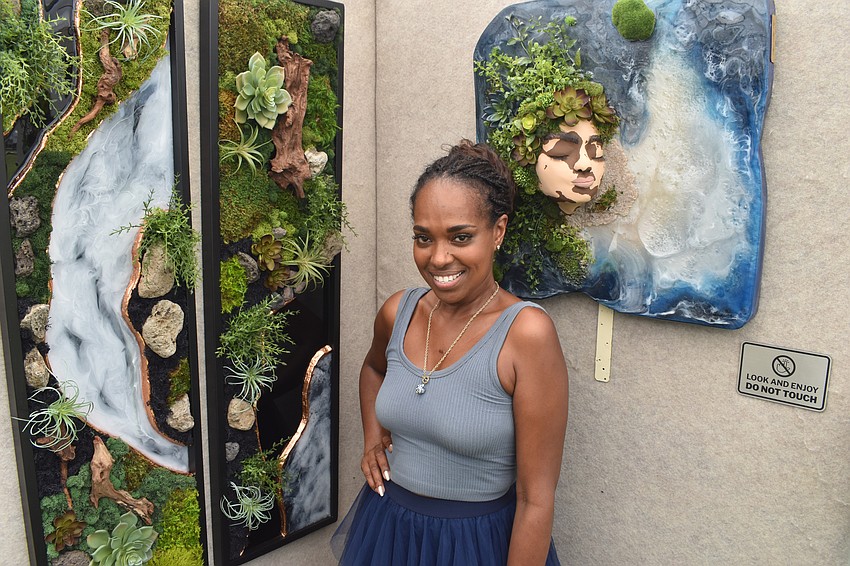 Artist Natalia Villafana-Alpizar displays her pieces involving the use of resin.