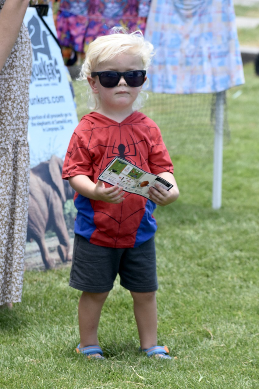 Caden Conover, 2, takes a look at the event.
