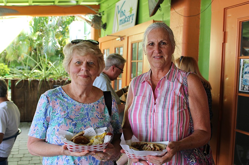 Sisters, Linda Ruppert and Debbie Mcerinucci got to put on all the variety of topping on their hot dogs that Hamlet's Eatery had to offer.