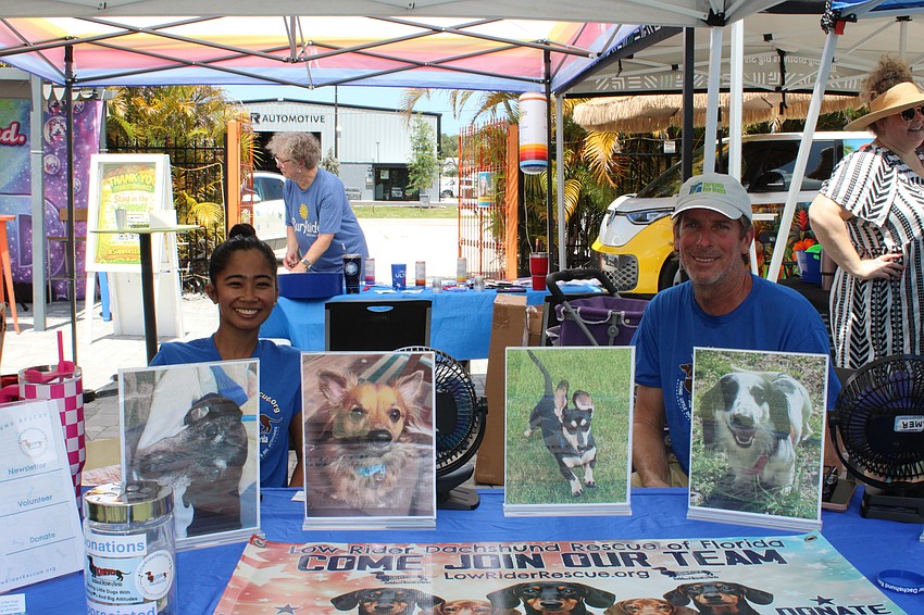 Roxie Cave and Mike Gilkson with the Low Rider Dachshund Rescue.
