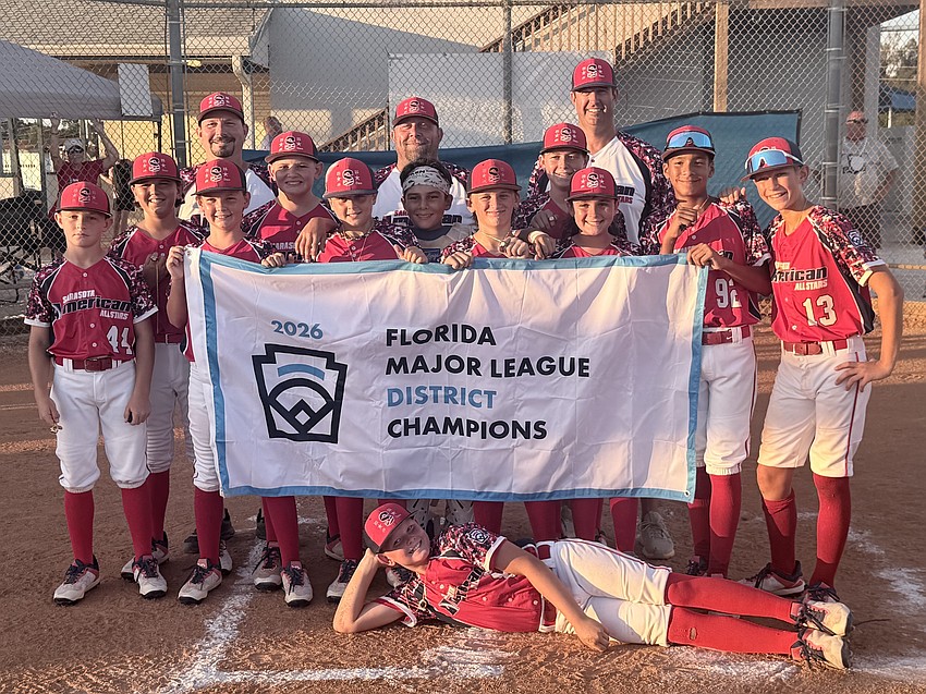 Mike D'Hondt (back row, third from left) poses for a photo with the 12U American All-Stars, who won the District 16 title on June 24. He's in his sixth year on the board and 12th as a coach for Sarasota Little League. Mike D'Hondt (back row, third from left) poses for a photo with the 12U American All-Stars, who won the District 16 title on June 24. He's in his sixth year on the board and 12th as a coach for Sarasota Little League.