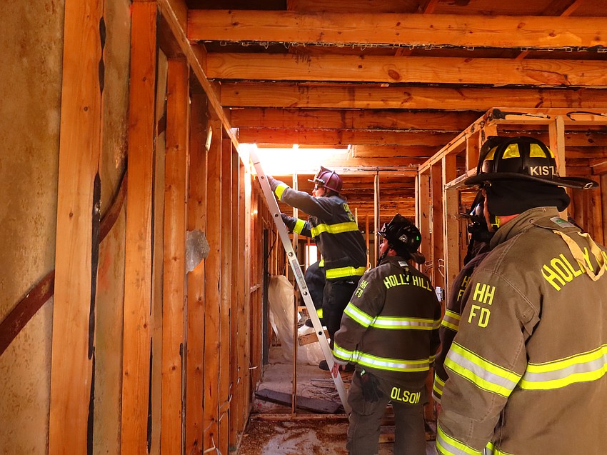 Firefighters train inside a hotel structure in the U.S. 1/I-95 corridor. Photo courtesy of FDOT
