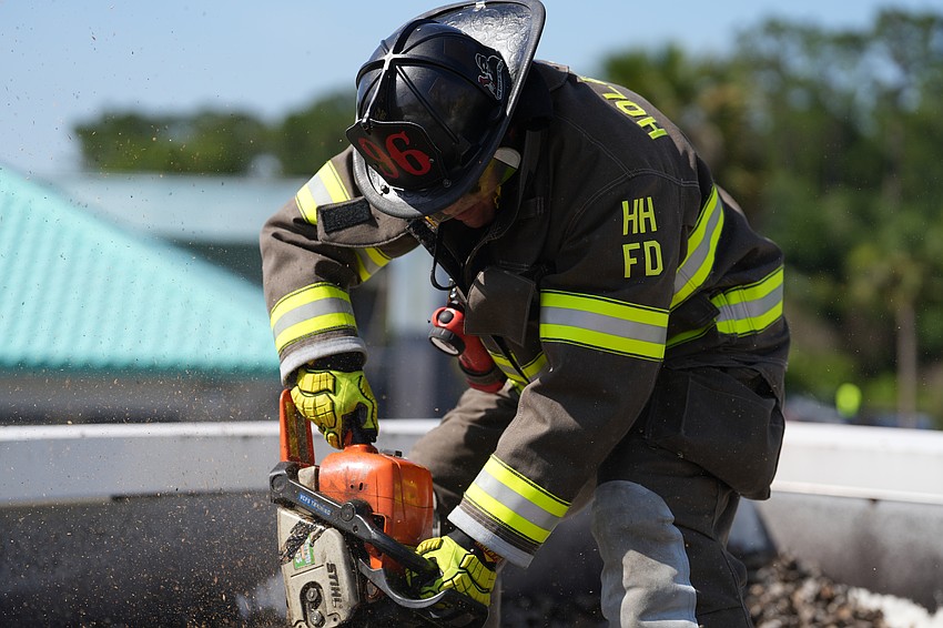 A Holly Hill firefighter participates in a training. Photo courtesy of FDOT