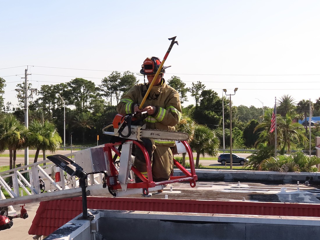 A Volusia County firefighter trains at a hotel structure in the U.S. 1/I-95 corridor. Photo courtesy of FDOT
