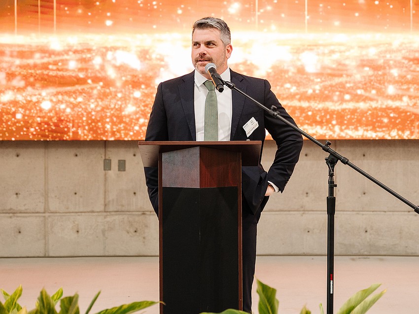Chris Wilson, president of what was then named NAIOP Northeast Florida, is shown at the NAIOP Awards of Excellence on April 16 at the Manatee River Habitat and VyStar SkyScape at the Jacksonville Zoo. NAIOP has changed its name to the Commercial Real Estate Development Association.