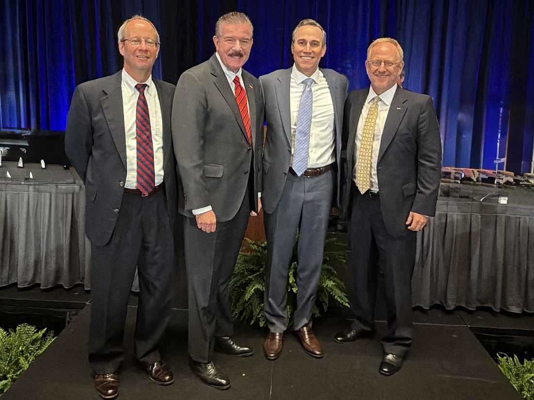 From left, 4th Circuit Judge Gary Wilkinson; 4th Circuit Chief Judge Lance Day; Michael Fox Orr, 2026-27 president of The Florida Bar; and 4th Circuit Judge James Kallaher.