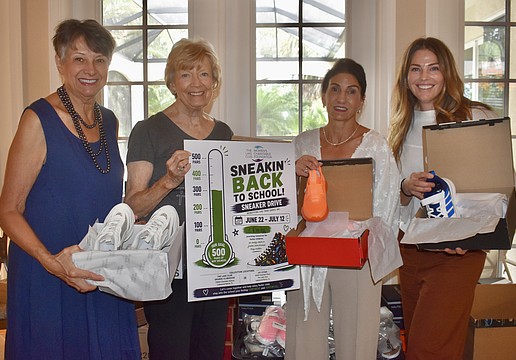 Deborah Callahan-Stratton, Joy Stone, Barbara Najmy and Jennifer Alokeh are collecting sneakers for the fifth annual Sneakin Back to School Sneaker Drive to benefit The Twig.