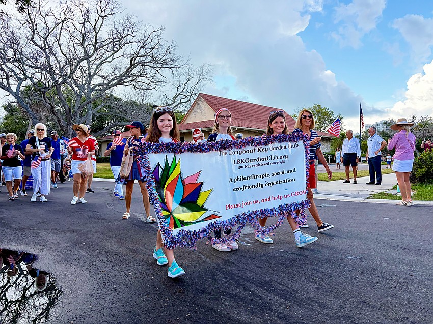 The Longboat Key Garden Club, which coordinates the annual butterfly release and other activities at Freedom Fest, marches in the parade.