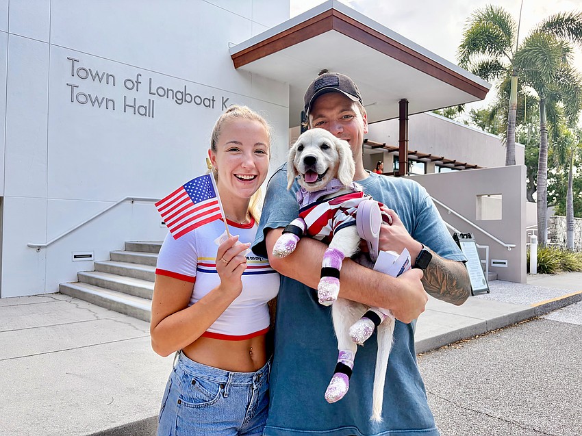 Branden and Chantel Roberts brought their 9-week-old puppy to enjoy the patriotic fun at Freedom Fest.