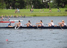 Sarasota Crew's U16 Women's Eight races to a title at the 2025 USRowing Youth National Championships hosted by Nathan Benderson Park. The Crew had 16 entries at this year's championships, but did not bring home a title.