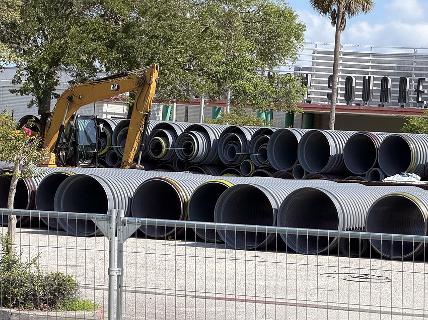Demolition equipment sits among the pipes at Regency Square Mall pending site work. Demolition equipment sits among the pipes at Regency Square Mall pending site work.