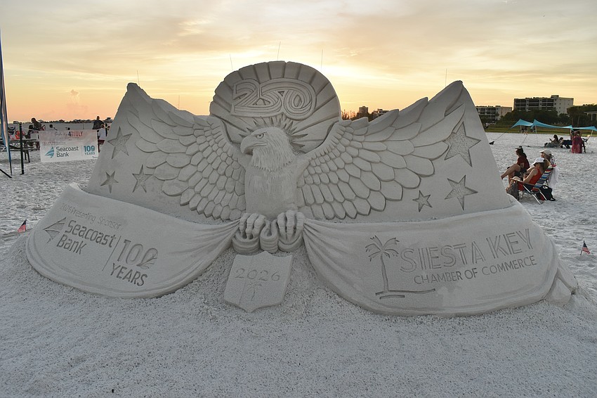 A sculpture celebrates the event and the country's 250th anniversary.