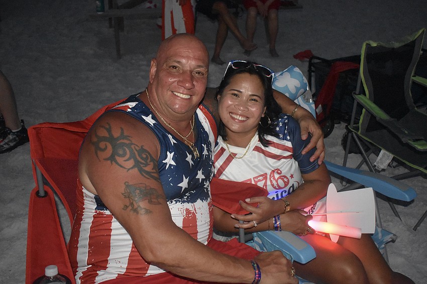 Robert and Jora Rivera prepare for the fireworks in the VIP and sponsors area.