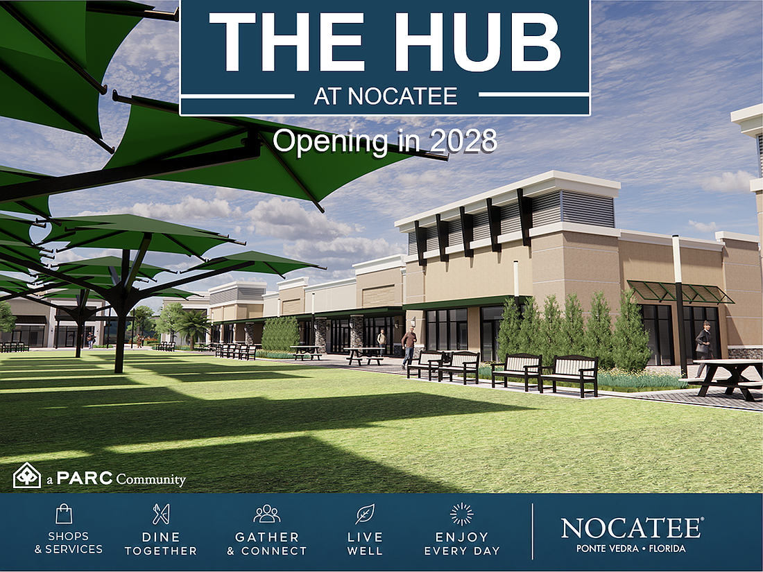Tampa-based Center Connect Development announced July 6 it is planning The Hub at Nocatee, a 63,225-square-foot center for retail, dining, entertainment and community events.