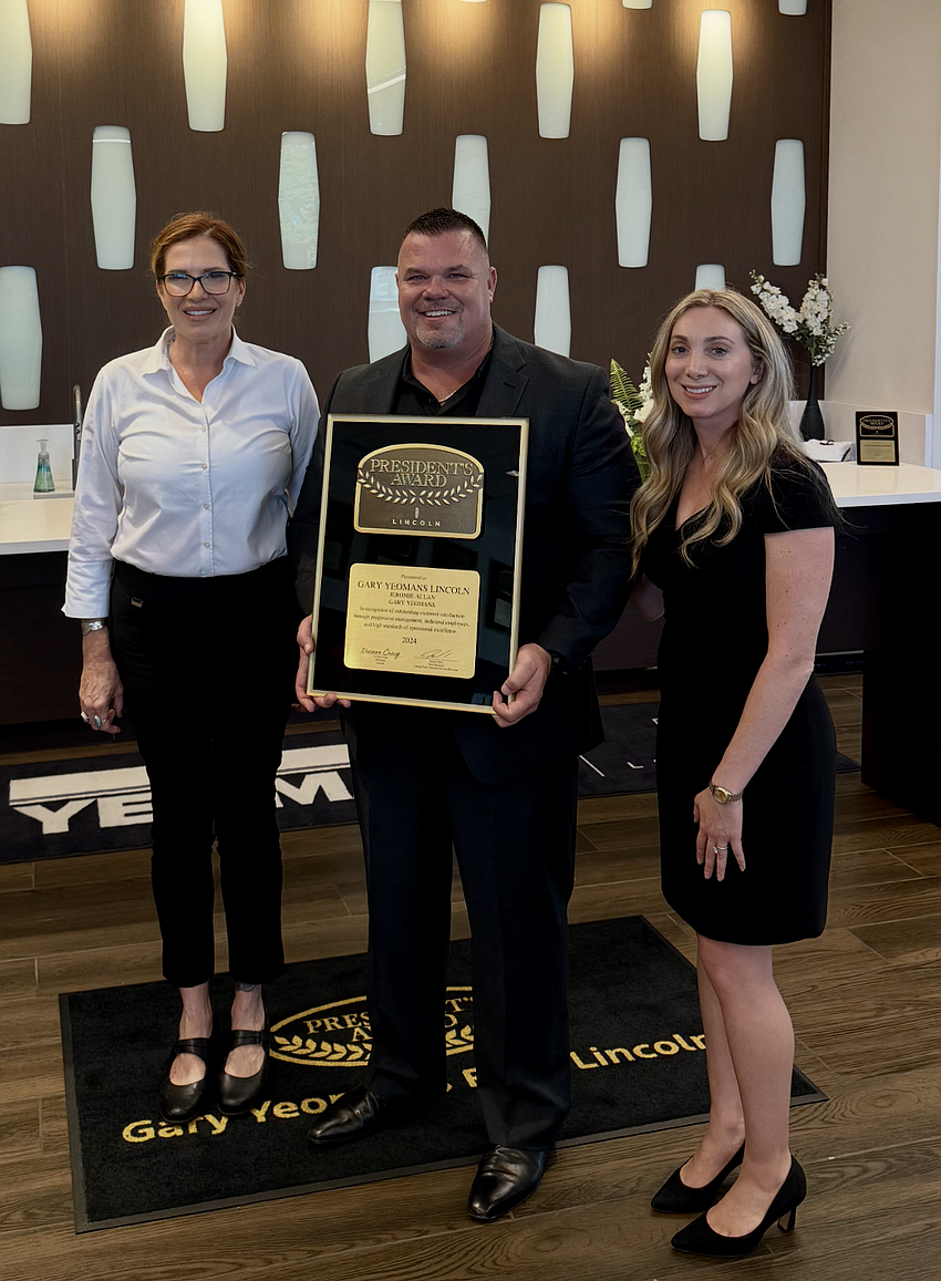 Marion Shaffer, service advisor; Jeromie Allan, managing partner; and Amanda Diable, Lincoln sales ops manager. Courtesy photo Marion Shaffer, service advisor; Jeromie Allan, managing partner; and Amanda Diable, Lincoln sales ops manager. Courtesy photo