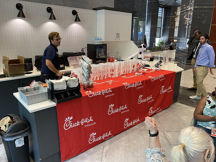 Chick-fil-A has opened a counter at the former Ground Level Coffee shop in the lobby of Jax Tower at 50 North. An email to tenants of the building, formerly the Bank of America Tower, said the fast-food chain would be on-site through August 2026.